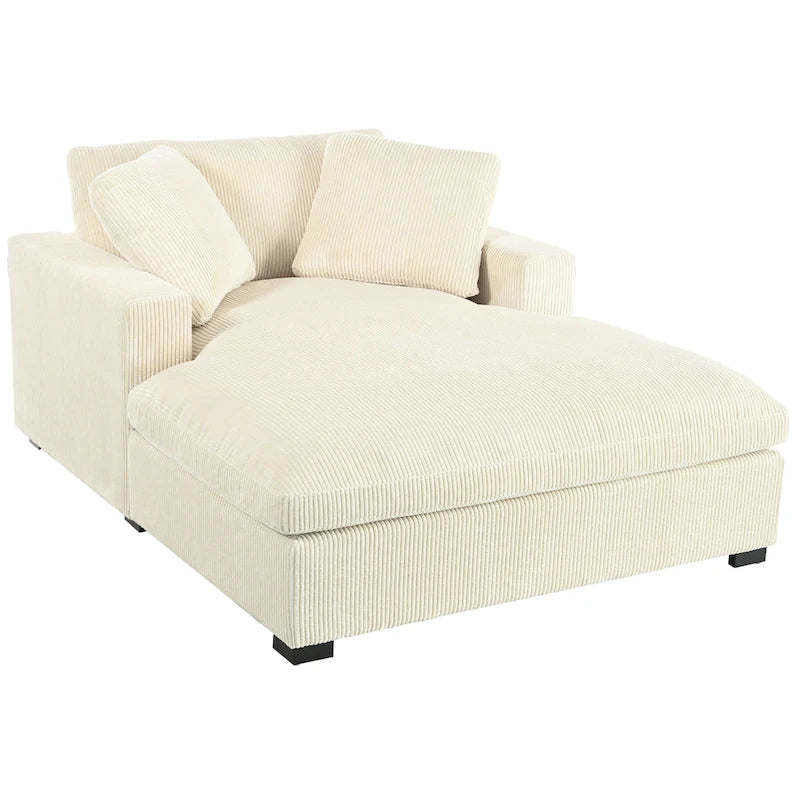 Poltrona chaise longue oversize con gambe in legno massello e cuscino in schiuma