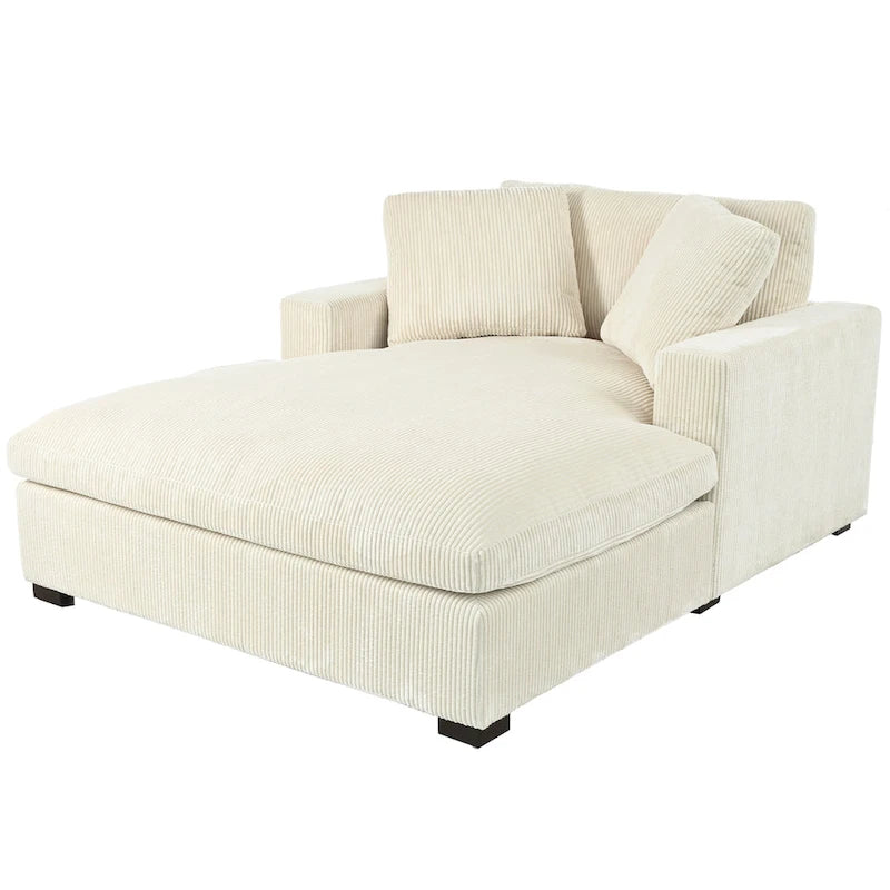 Poltrona chaise longue oversize con gambe in legno massello e cuscino in schiuma