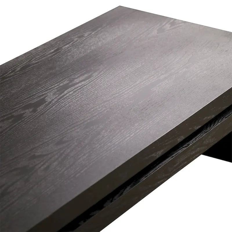 Tavolino rettangolare a 2 ripiani con effetto venatura del legno, nero anticato