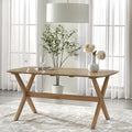 63" Solid Wood Dining Table with X-Base in Light Oak