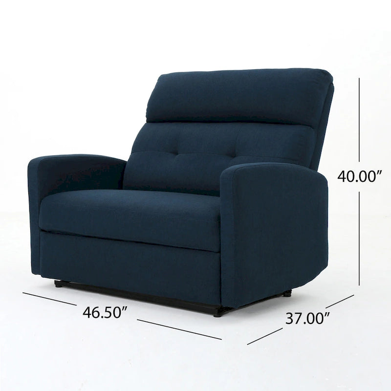 Oversized Power Recliner Chair in Navy Blue Fabric