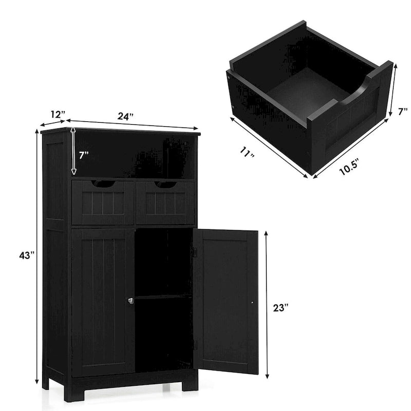 Freestanding Floor Storage Cabinet with Drawers & Adjustable Shelf