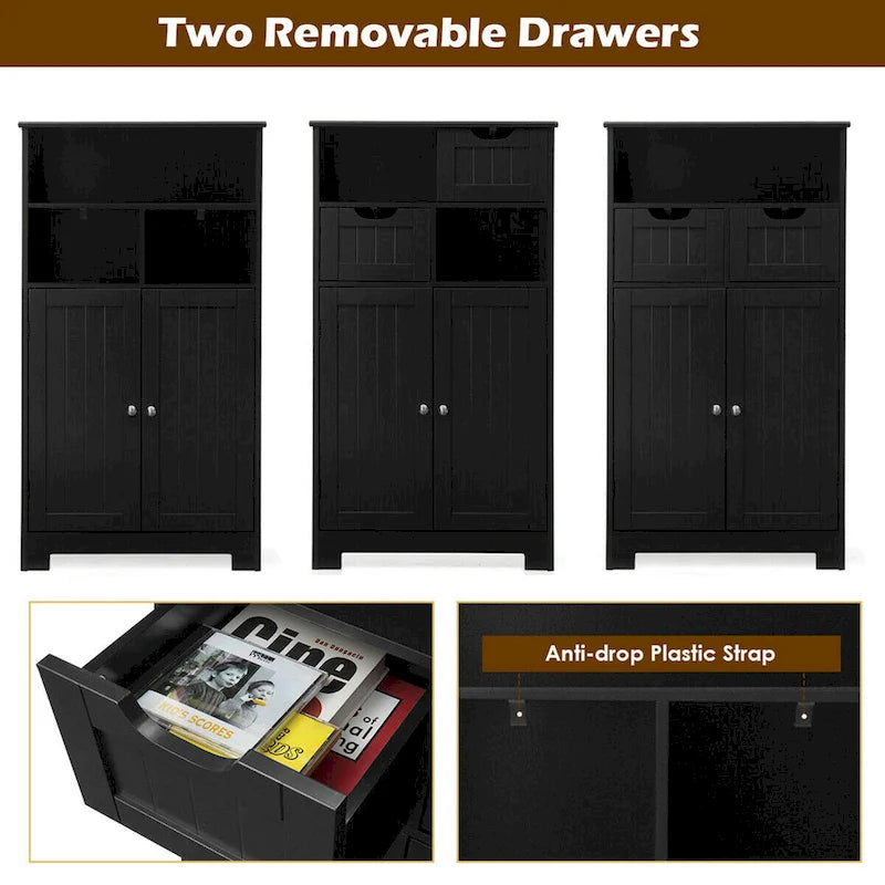 Freestanding Floor Storage Cabinet with Drawers & Adjustable Shelf