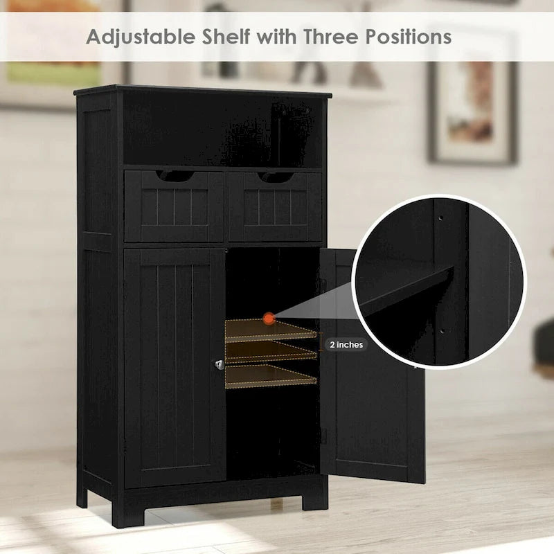 Freestanding Floor Storage Cabinet with Drawers & Adjustable Shelf