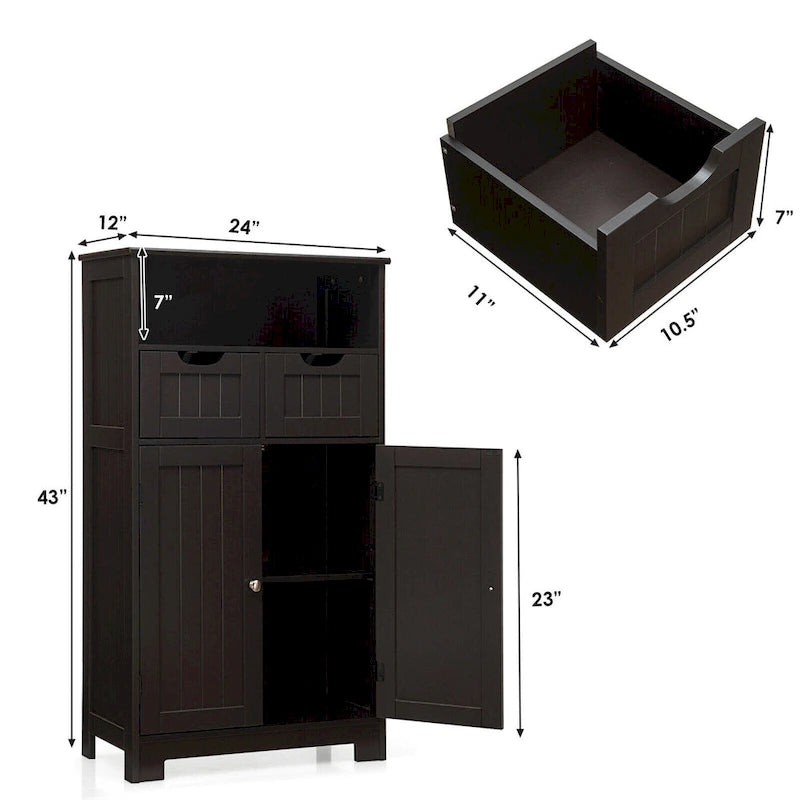 Freestanding Floor Storage Cabinet with Drawers & Adjustable Shelf