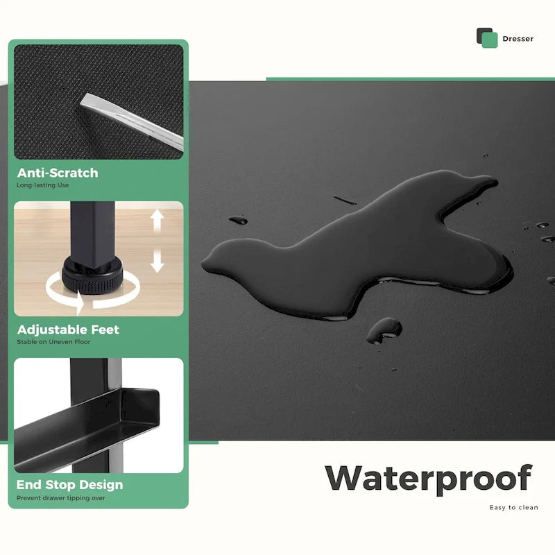 Cassettiera in tessuto a 7 cassetti con struttura in metallo e dispositivo antiribaltamento