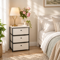 3-Drawer Fabric Dresser in Cozy Bedroom Scene