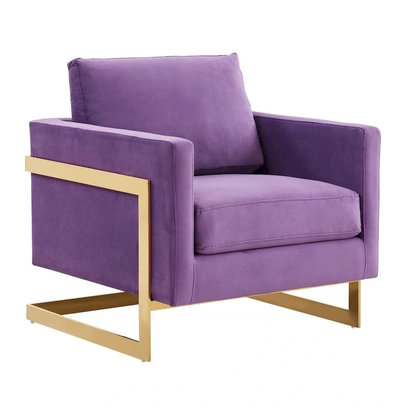 Fluwelen accentfauteuil in moderne stijl uit het midden van de 20e eeuw met gouden frame - 34