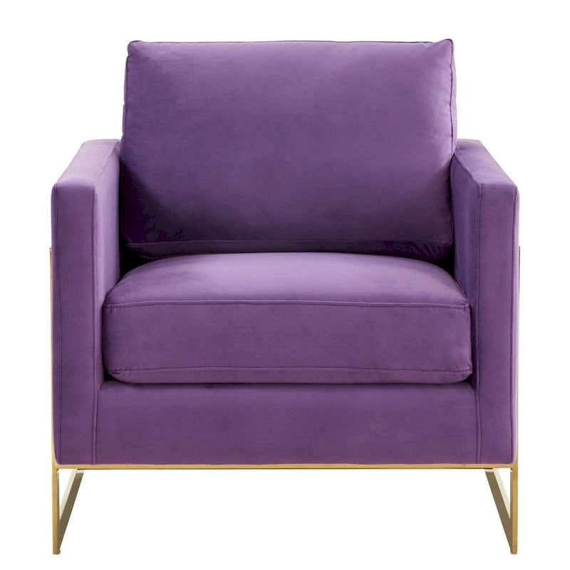 Fluwelen accentfauteuil in moderne stijl uit het midden van de 20e eeuw met gouden frame - 34
