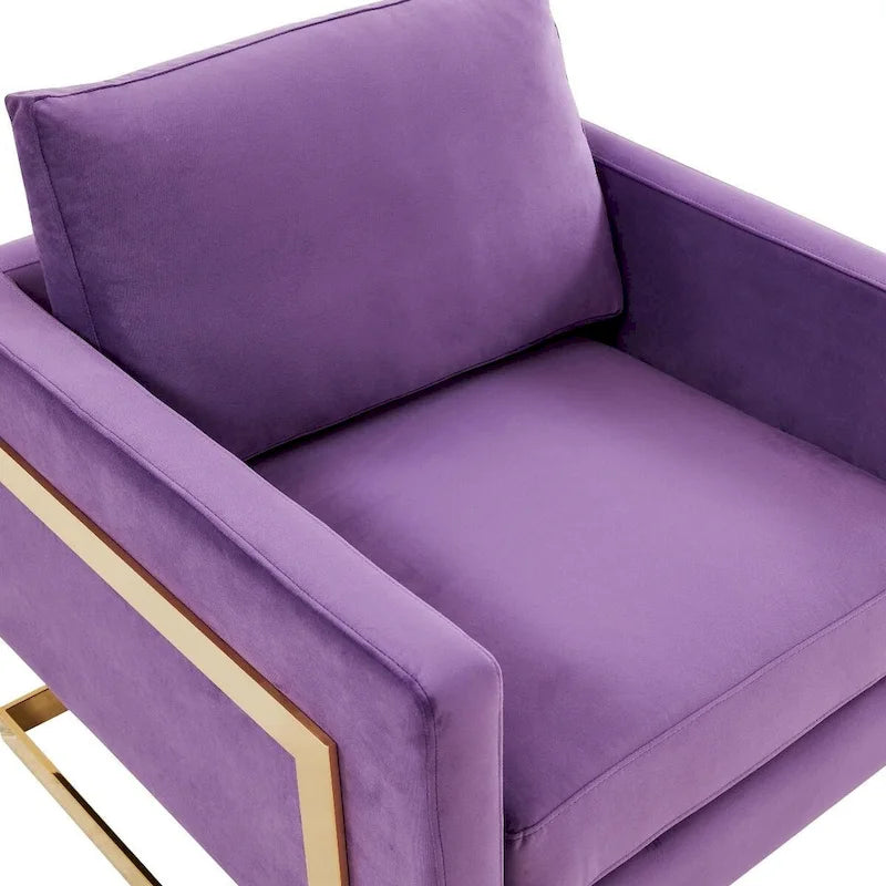 Fluwelen accentfauteuil in moderne stijl uit het midden van de 20e eeuw met gouden frame - 34