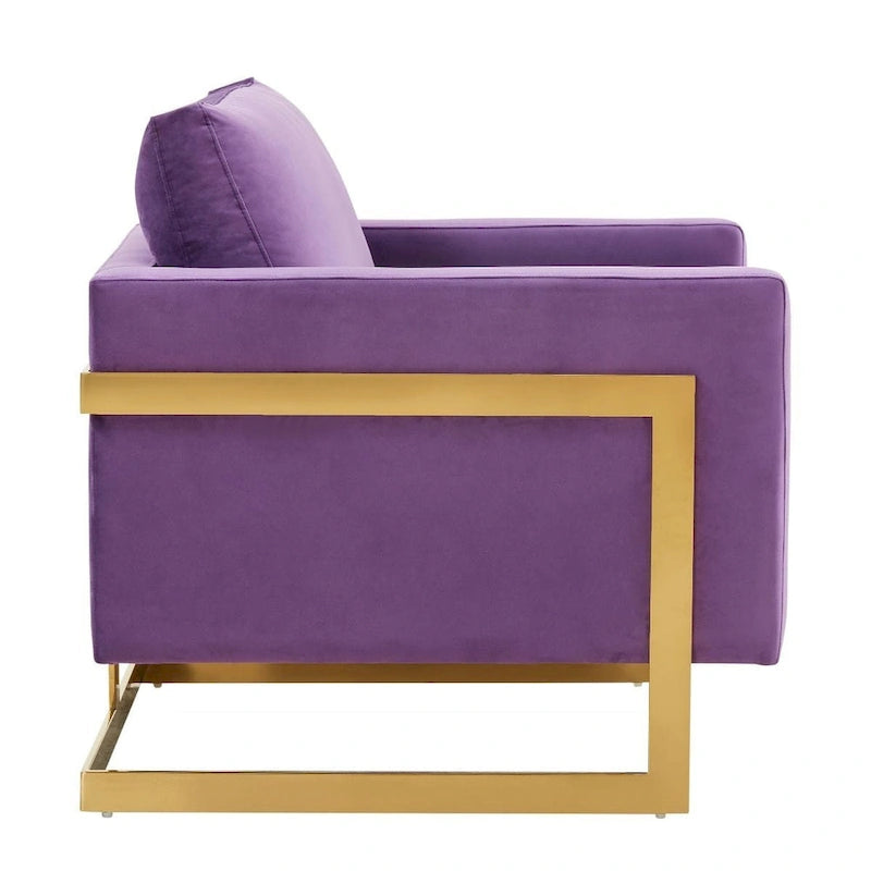 Fluwelen accentfauteuil in moderne stijl uit het midden van de 20e eeuw met gouden frame - 34