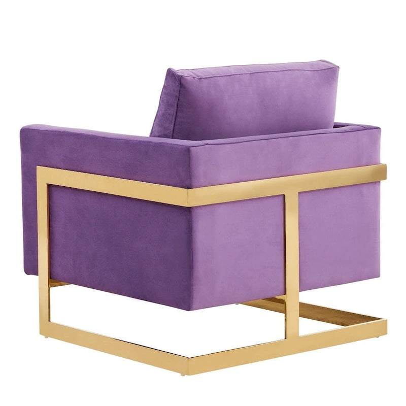 Fluwelen accentfauteuil in moderne stijl uit het midden van de 20e eeuw met gouden frame - 34