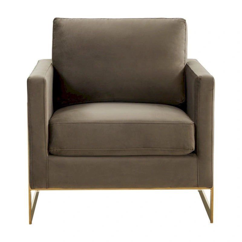 Fluwelen accentfauteuil in moderne stijl uit het midden van de 20e eeuw met gouden frame - 34