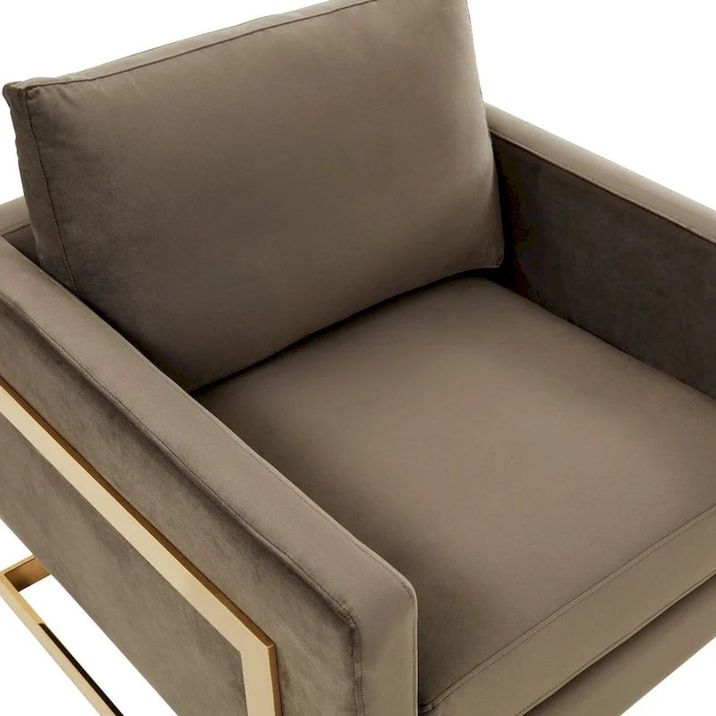 Fluwelen accentfauteuil in moderne stijl uit het midden van de 20e eeuw met gouden frame - 34