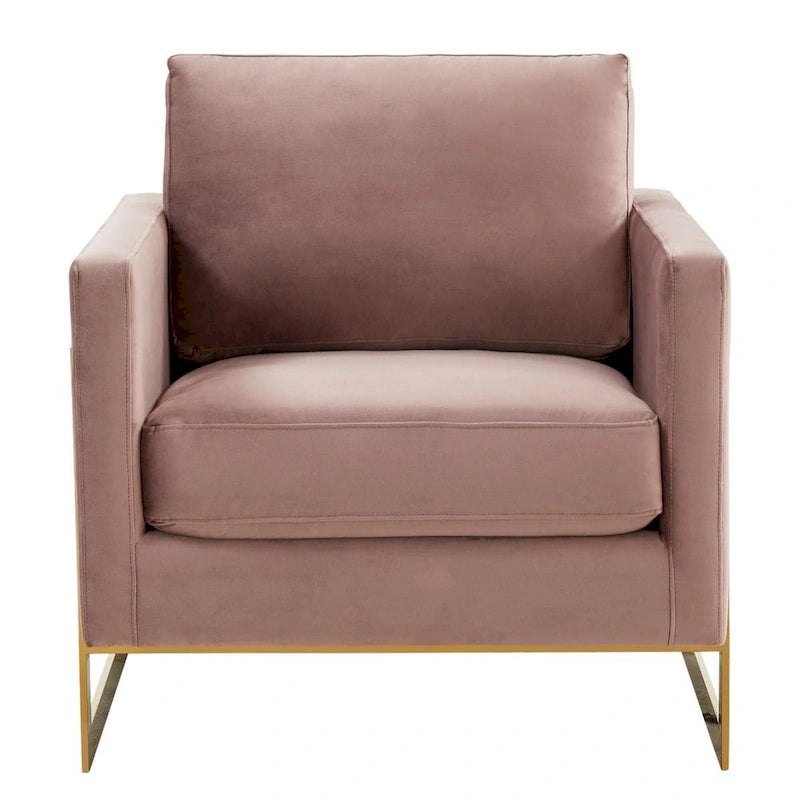 Fluwelen accentfauteuil in moderne stijl uit het midden van de 20e eeuw met gouden frame - 34