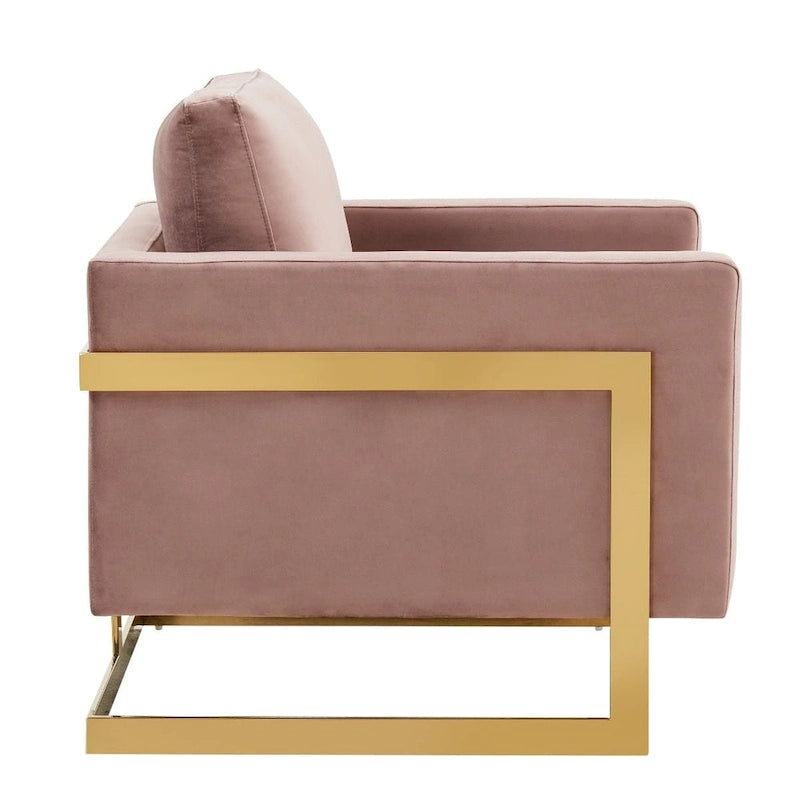 Fluwelen accentfauteuil in moderne stijl uit het midden van de 20e eeuw met gouden frame - 34
