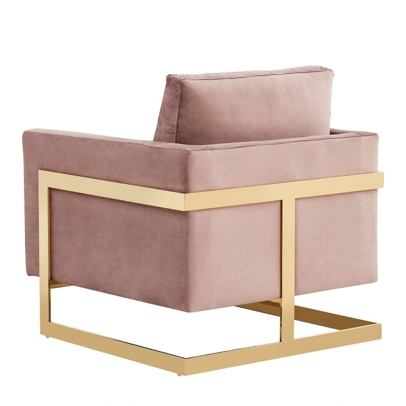 Fluwelen accentfauteuil in moderne stijl uit het midden van de 20e eeuw met gouden frame - 34