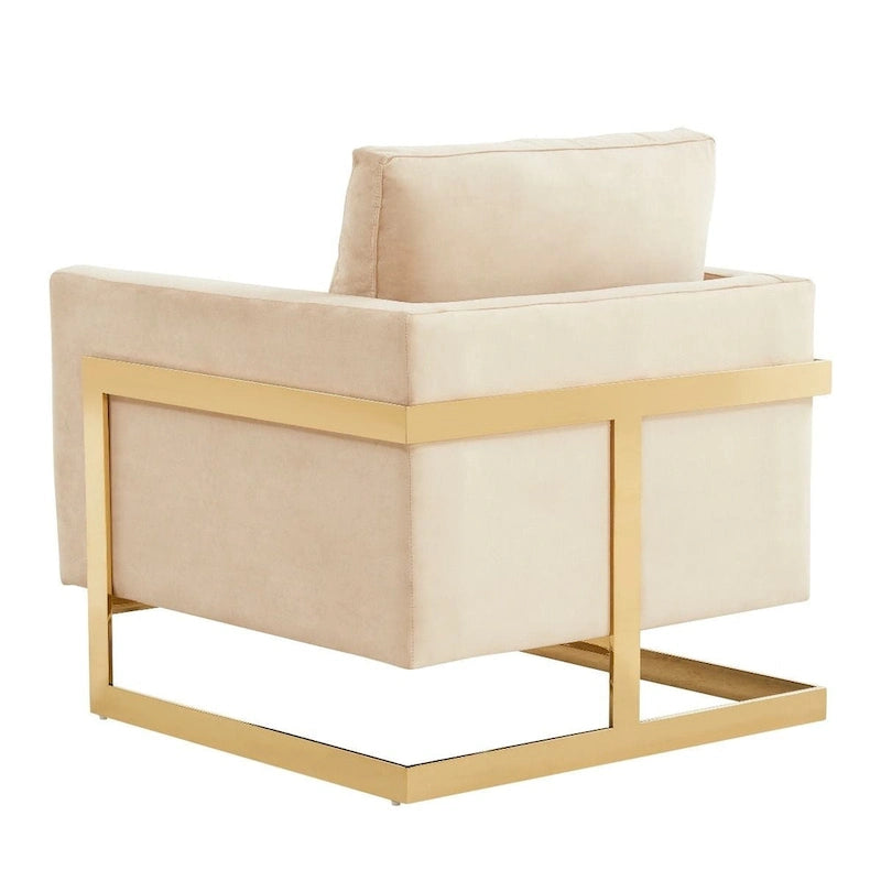 Fluwelen accentfauteuil in moderne stijl uit het midden van de 20e eeuw met gouden frame - 34