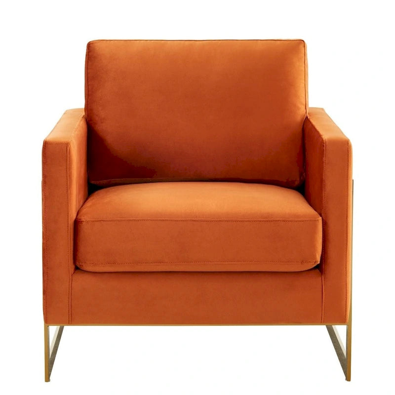 Fluwelen accentfauteuil in moderne stijl uit het midden van de 20e eeuw met gouden frame - 34