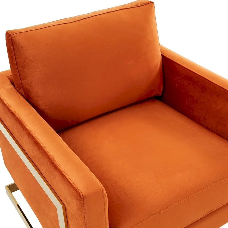 Fluwelen accentfauteuil in moderne stijl uit het midden van de 20e eeuw met gouden frame - 34