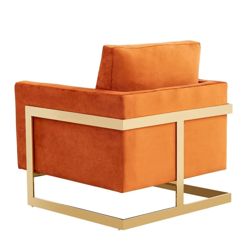 Fluwelen accentfauteuil in moderne stijl uit het midden van de 20e eeuw met gouden frame - 34