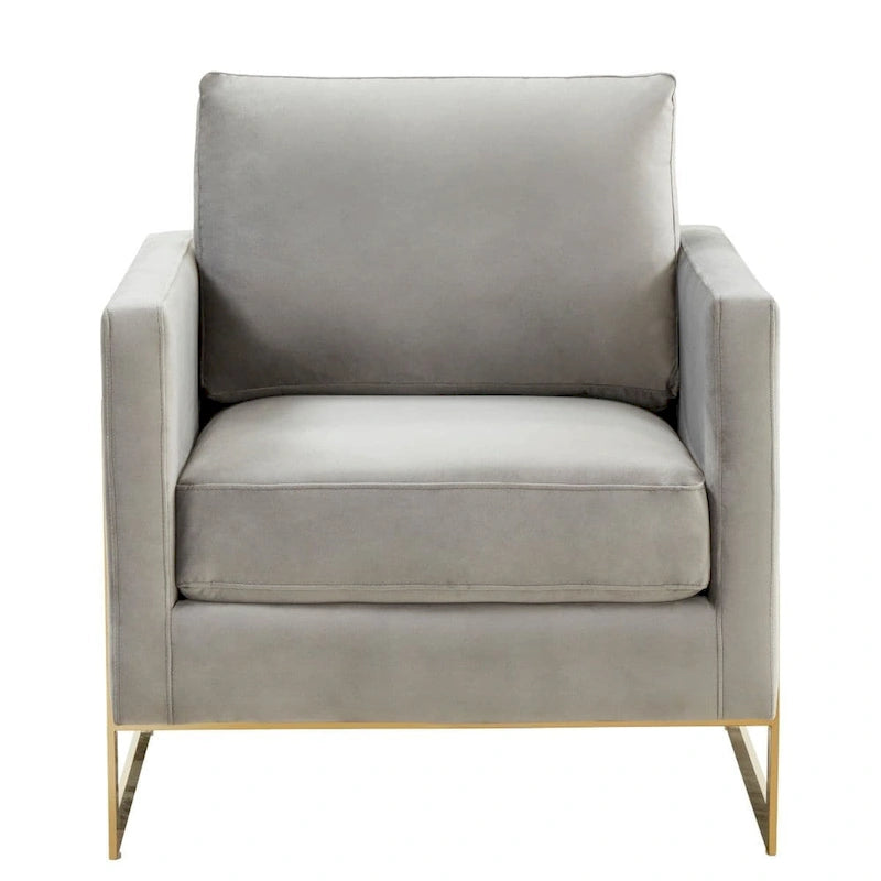 Fluwelen accentfauteuil in moderne stijl uit het midden van de 20e eeuw met gouden frame - 34