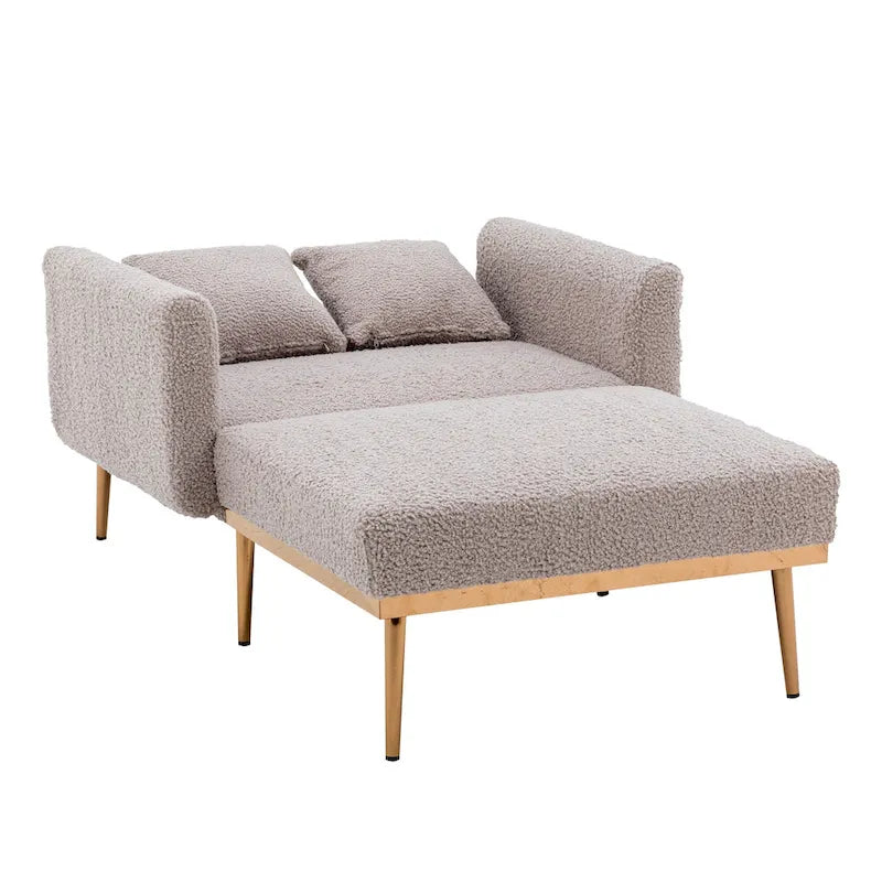 Zachte teddy-stoffen fauteuil met roségoudkleurige metalen poten