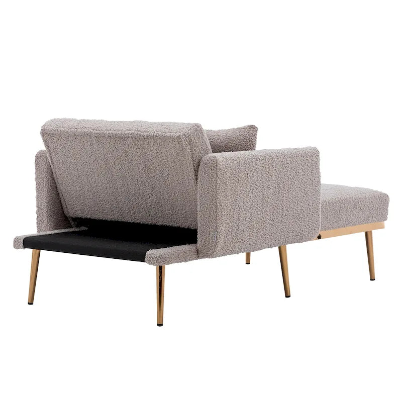 Zachte teddy-stoffen fauteuil met roségoudkleurige metalen poten