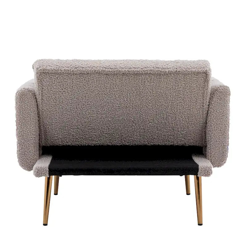 Zachte teddy-stoffen fauteuil met roségoudkleurige metalen poten