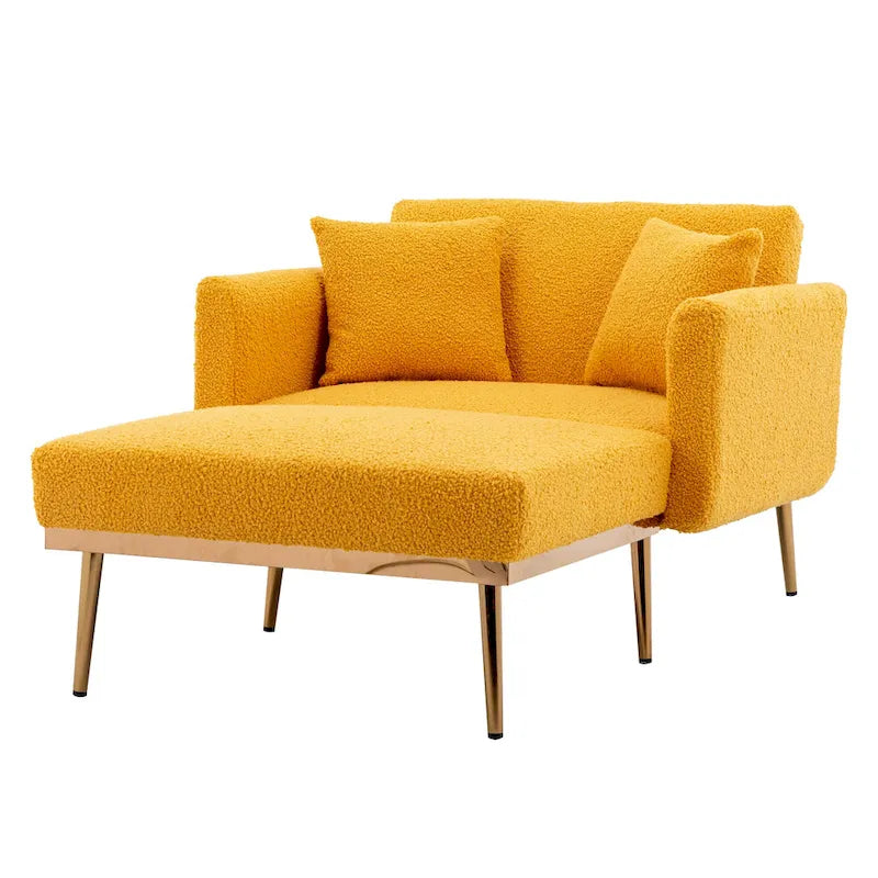 Zachte teddy-stoffen fauteuil met roségoudkleurige metalen poten