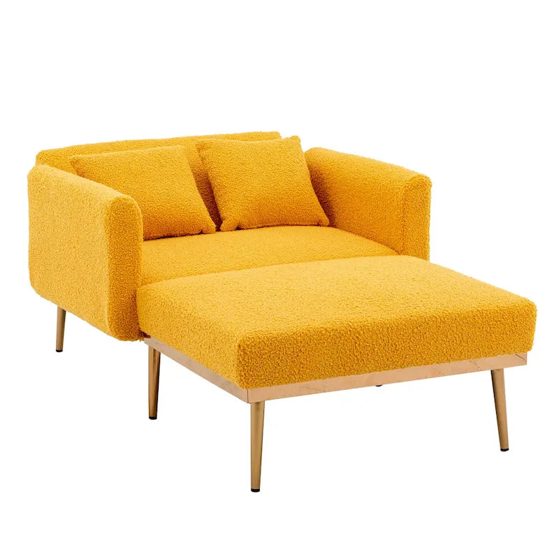 Zachte teddy-stoffen fauteuil met roségoudkleurige metalen poten