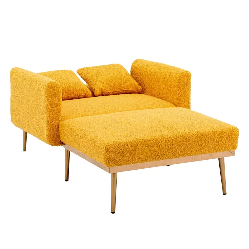 Zachte teddy-stoffen fauteuil met roségoudkleurige metalen poten