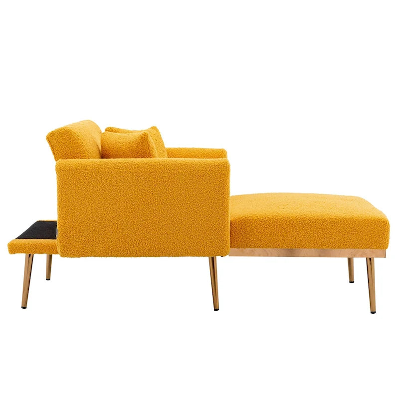 Zachte teddy-stoffen fauteuil met roségoudkleurige metalen poten