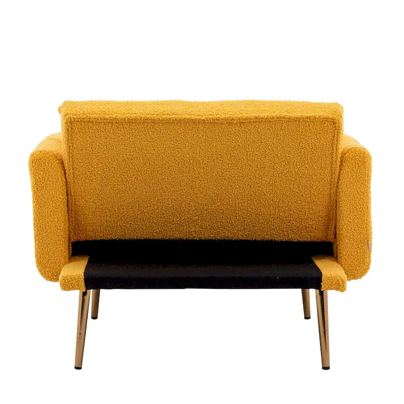 Zachte teddy-stoffen fauteuil met roségoudkleurige metalen poten