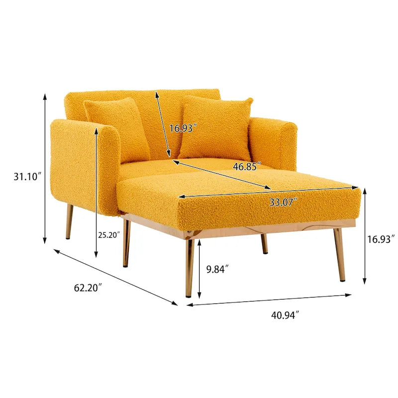 Zachte teddy-stoffen fauteuil met roségoudkleurige metalen poten