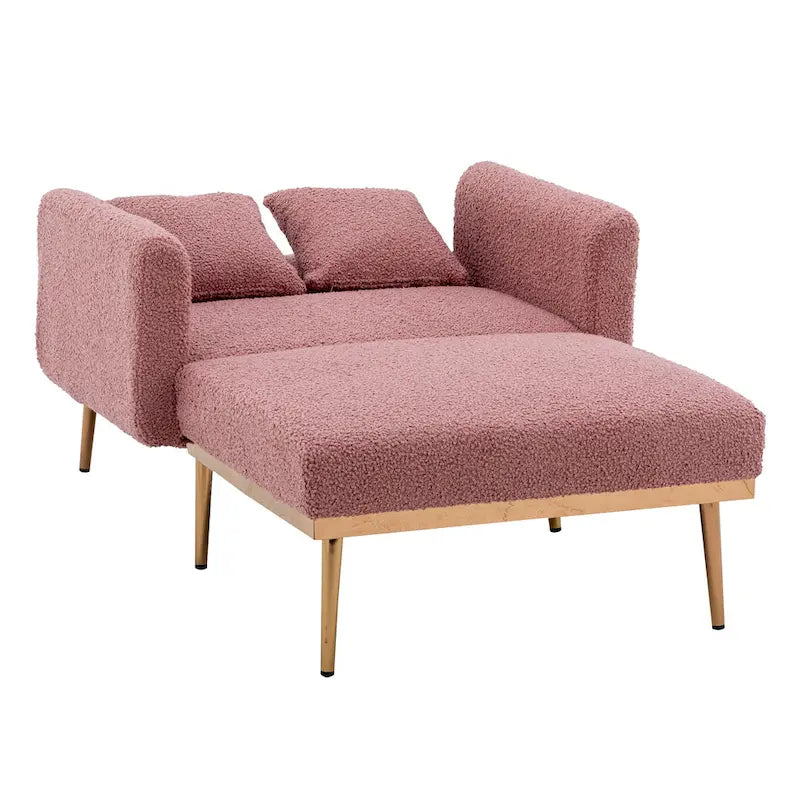 Zachte teddy-stoffen fauteuil met roségoudkleurige metalen poten