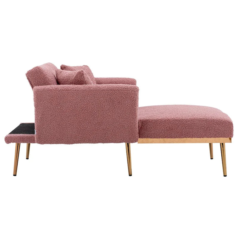 Zachte teddy-stoffen fauteuil met roségoudkleurige metalen poten