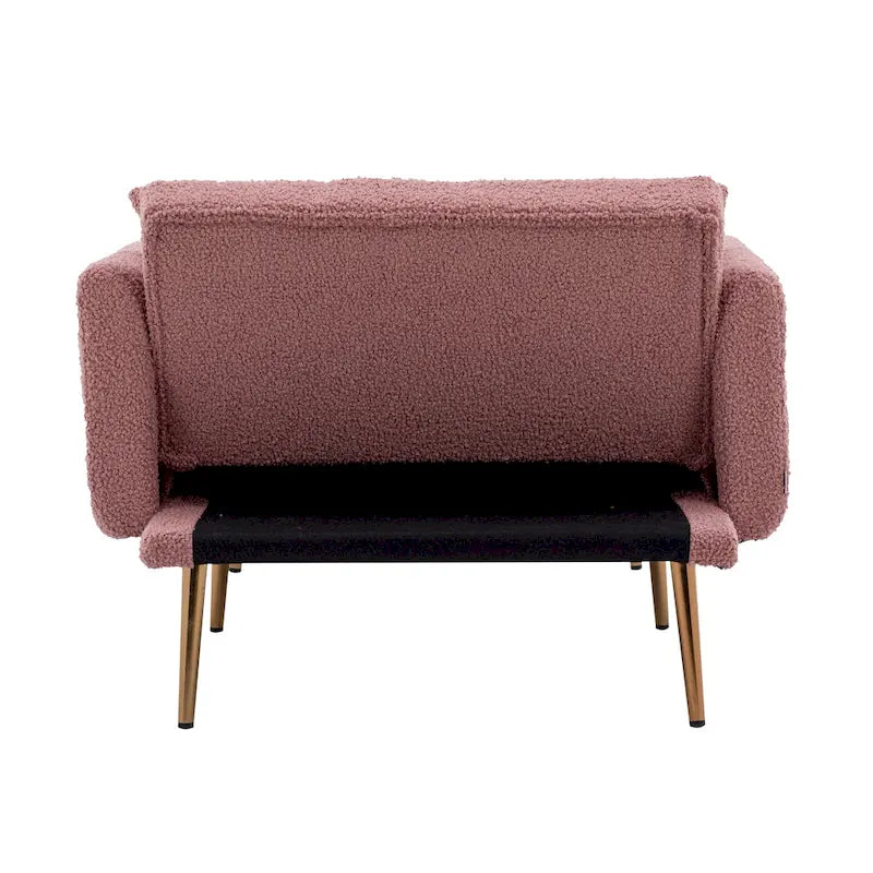 Zachte teddy-stoffen fauteuil met roségoudkleurige metalen poten