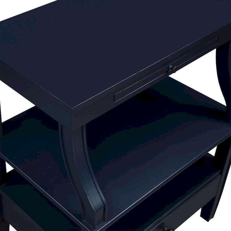 Table d'appoint à 3 niveaux avec tiroir et plateau coulissant pour boissons