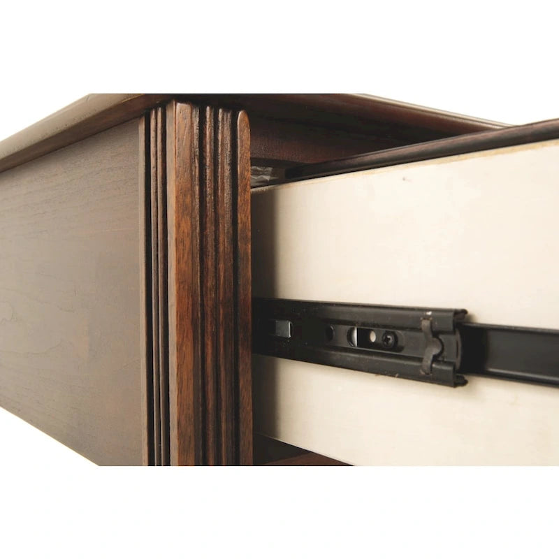 Tavolino contemporaneo da affiancare alla poltrona con cassetto e ripiano fisso, marrone
