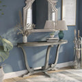 48" Farmhouse Half-Oval Console Table with Curved Legs in Vintage Grey Oak