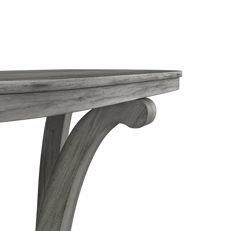 48" Farmhouse Half-Oval Console Table with Curved Legs in Vintage Grey Oak