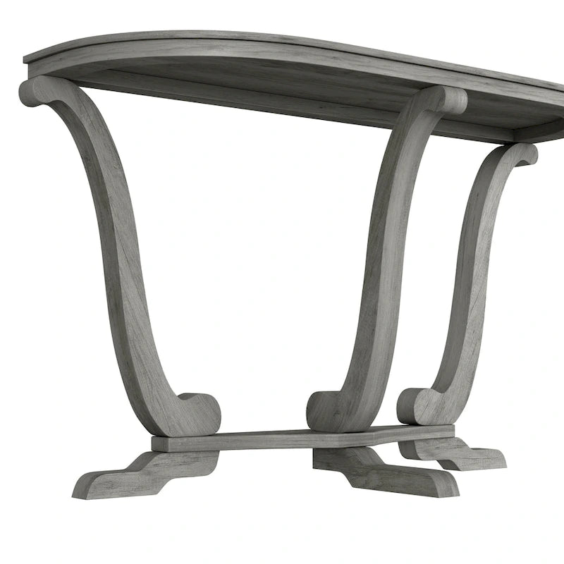 48" Farmhouse Half-Oval Console Table with Curved Legs in Vintage Grey Oak