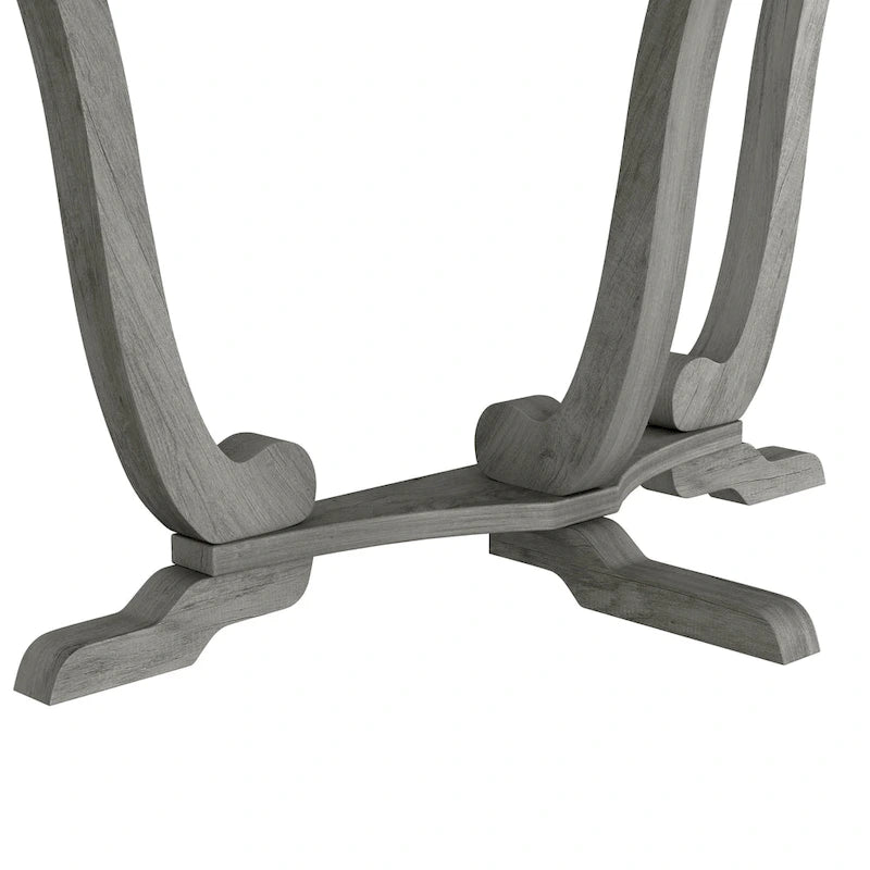 48" Farmhouse Half-Oval Console Table with Curved Legs in Vintage Grey Oak