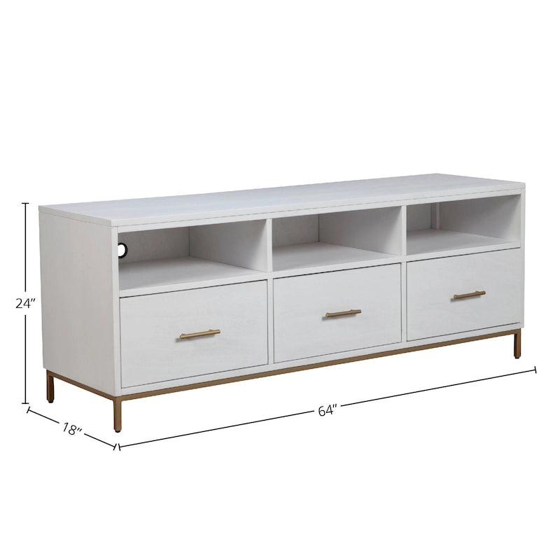 Mobile TV in legno bianco con cassetti contenitori