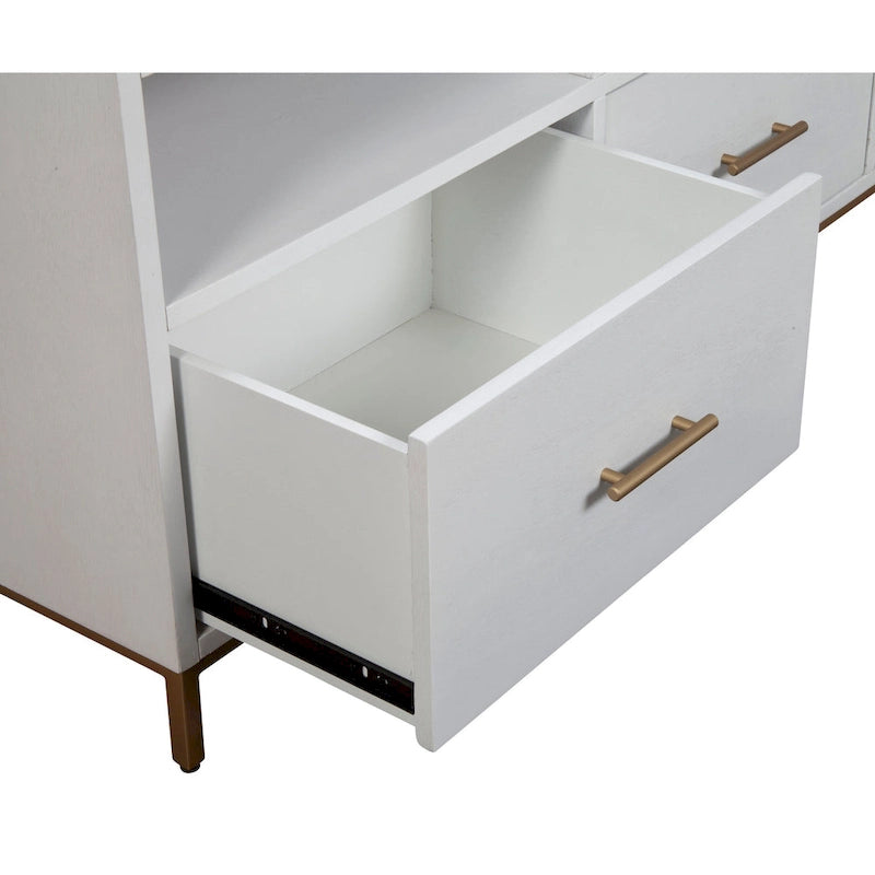 Mobile TV in legno bianco con cassetti contenitori