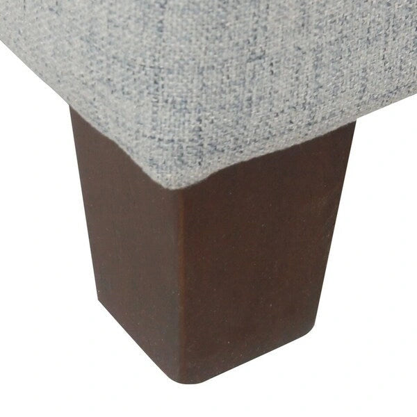 Banc de rangement capitonné à boutons avec couvercle à charnières et pieds en bois