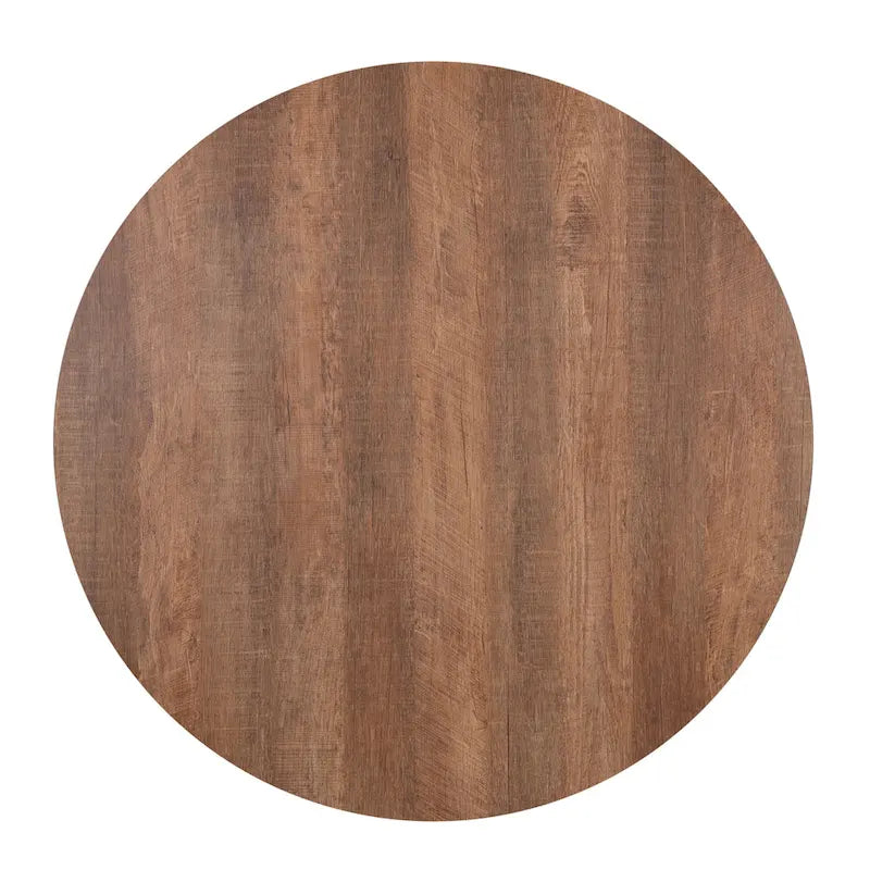 Runder Couchtisch mit Holzplatte und Metallbeinen im X-Design