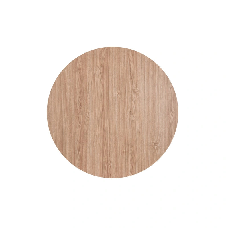 Runder Couchtisch mit Holzplatte und Metallbeinen im X-Design