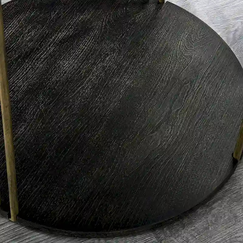2-Tier Round Wood and Metal Coffee Table with Storage Shelf